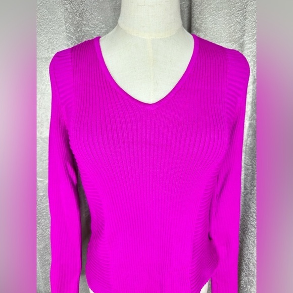 Inc International Concepts V-Neck Ribbed Knit Sweater Top in Pink Sz M - Picture 2 of 10